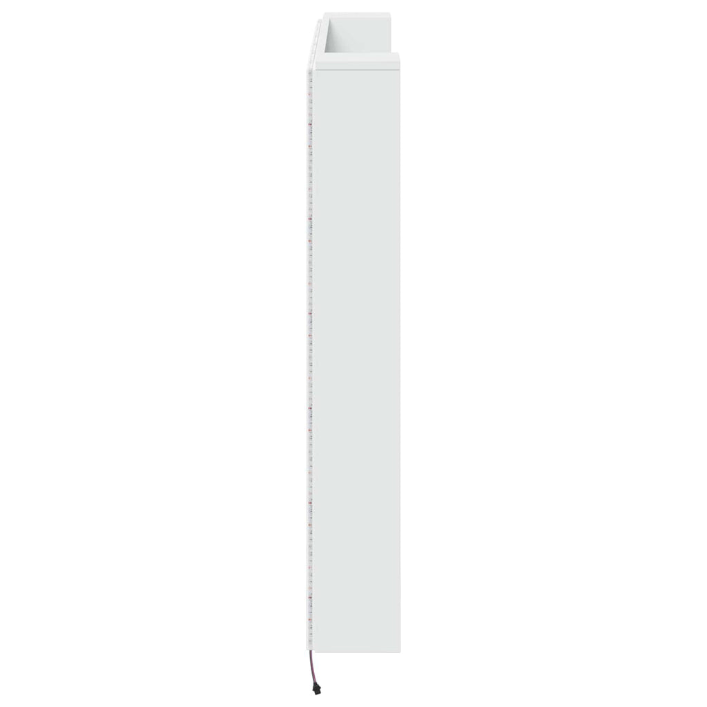 vidaXL Szafka z Wezgłowiem z LED z półką Biały 140 x 16,5 x 103,5 cm