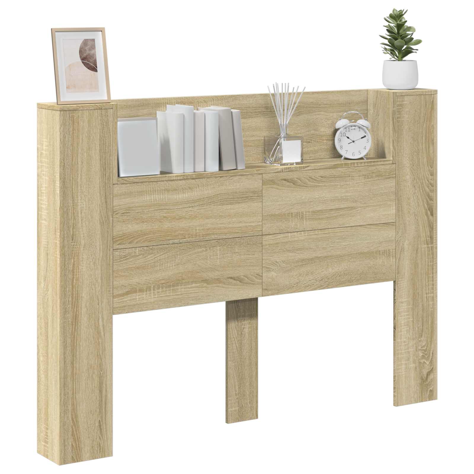vidaXL Szafka z Wezgłowiem z LED z półką Sonoma 140 x 16,5 x 103,5 cm