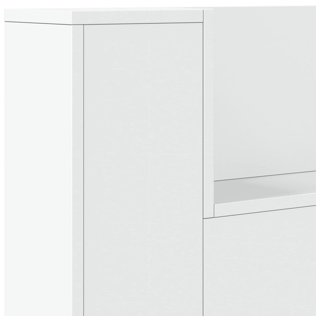 vidaXL Szafka z Wezgłowiem z LED z półką Biały 160 x 16,5 x 103,5 cm