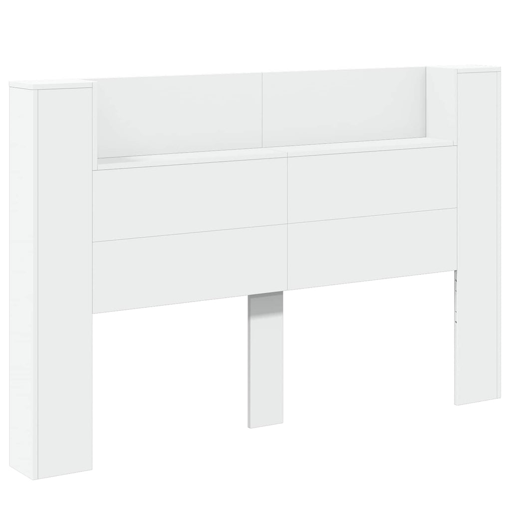 vidaXL Szafka z Wezgłowiem z LED z półką Biały 160 x 16,5 x 103,5 cm