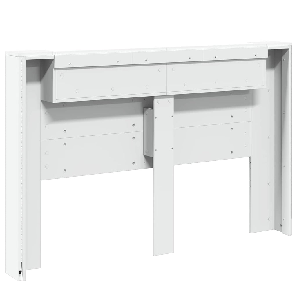 vidaXL Szafka z Wezgłowiem z LED z półką Biały 160 x 16,5 x 103,5 cm