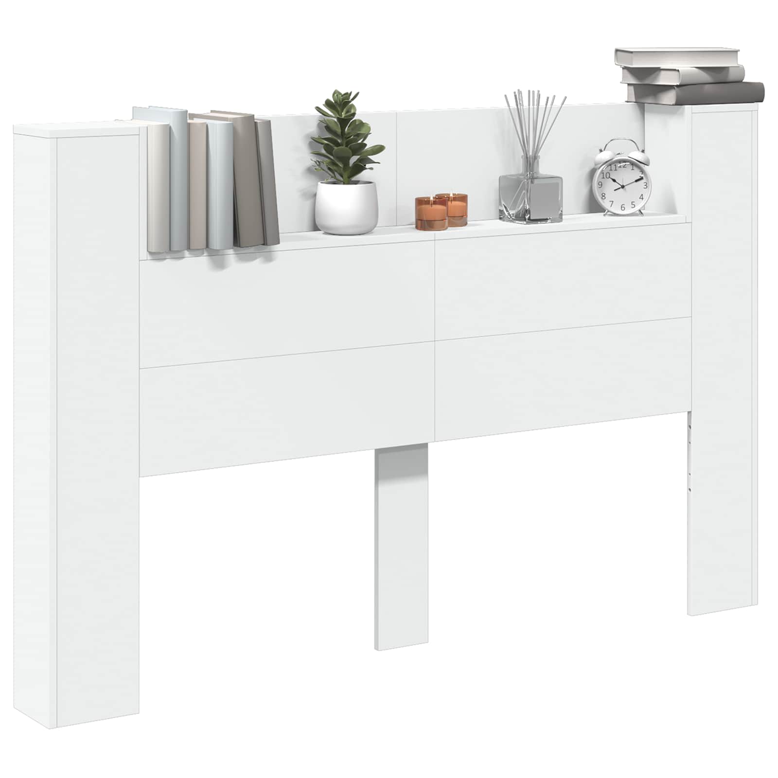 vidaXL Szafka z Wezgłowiem z LED z półką Biały 160 x 16,5 x 103,5 cm