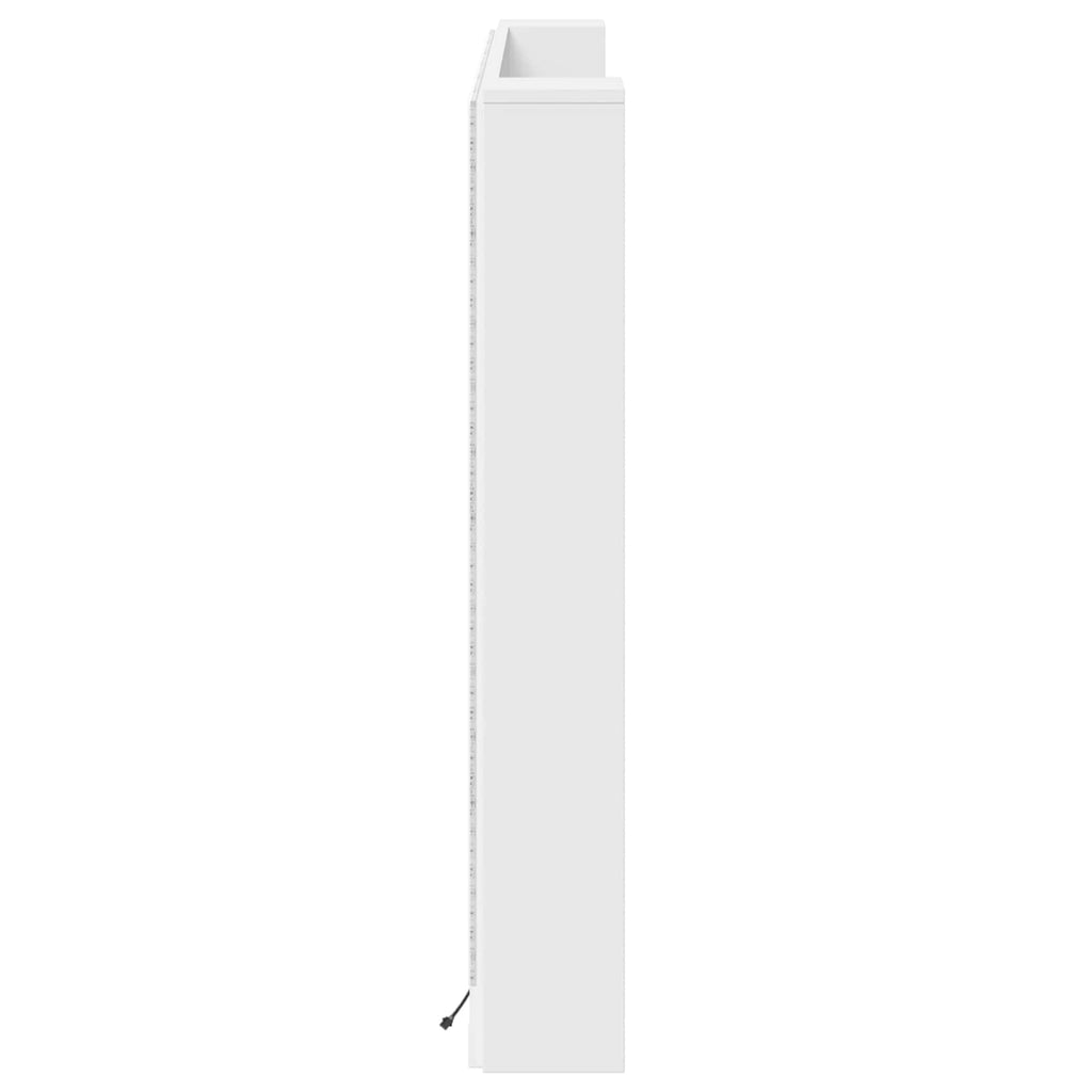 vidaXL Szafka z Wezgłowiem z LED z półką Biały 160 x 16,5 x 103,5 cm