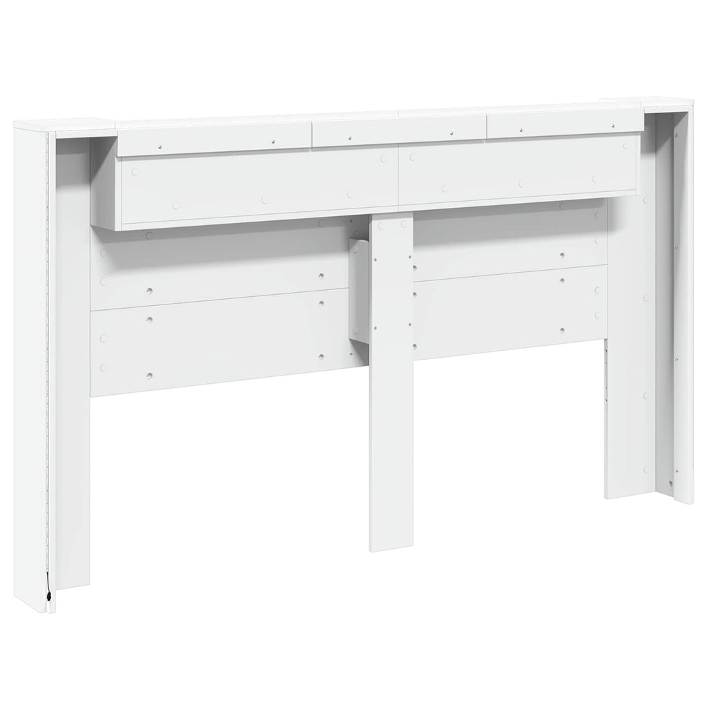 vidaXL Szafka z Wezgłowiem z LED z półką Biały 180 x 16,5 x 103,5 cm