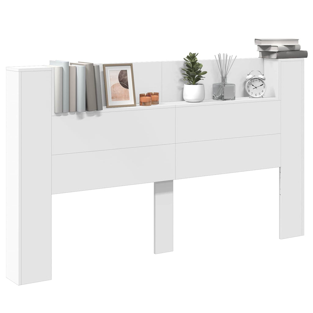 vidaXL Szafka z Wezgłowiem z LED z półką Biały 180 x 16,5 x 103,5 cm