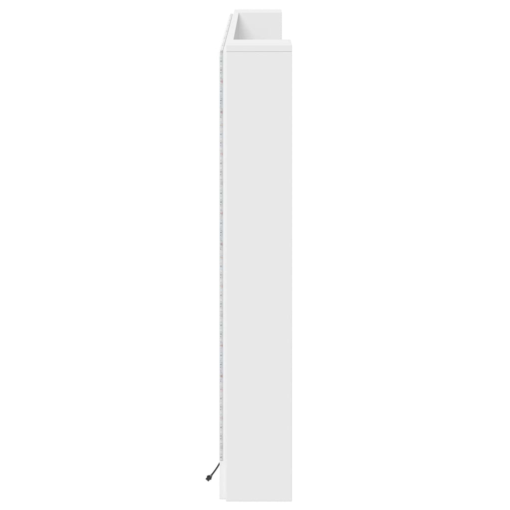 vidaXL Szafka z Wezgłowiem z LED z półką Biały 180 x 16,5 x 103,5 cm