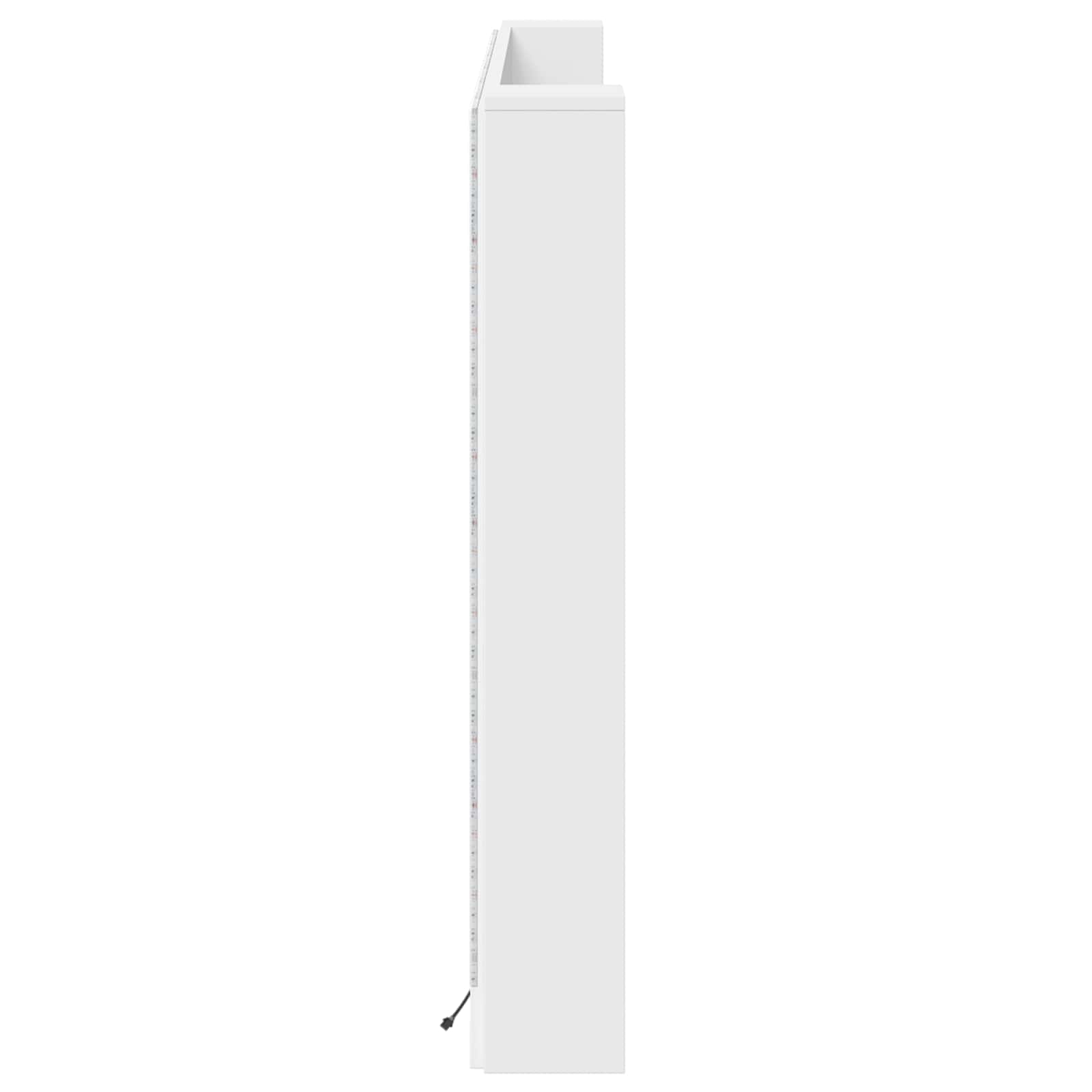 vidaXL Szafka z Wezgłowiem z LED z półką Biały 180 x 16,5 x 103,5 cm