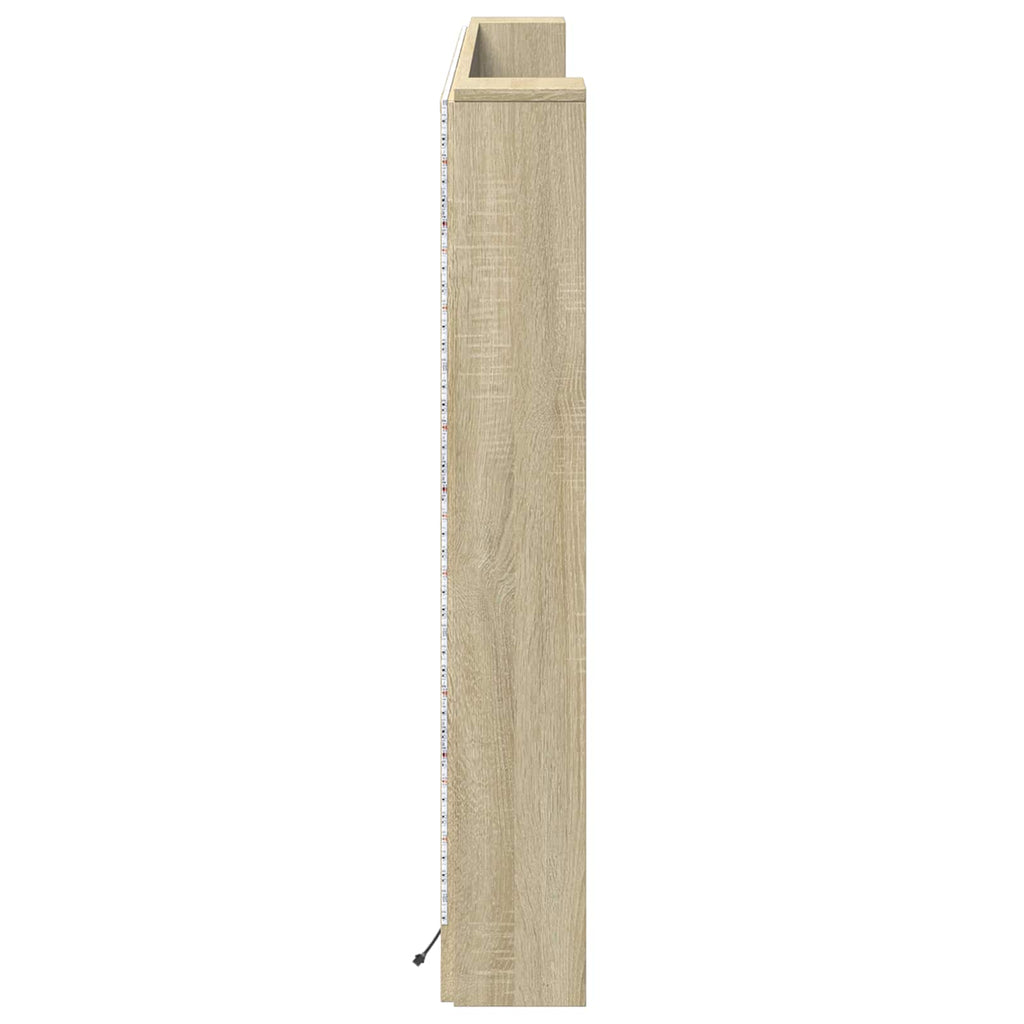 vidaXL Szafka z Wezgłowiem z LED z półką Sonoma 180 x 16,5 x 103,5 cm