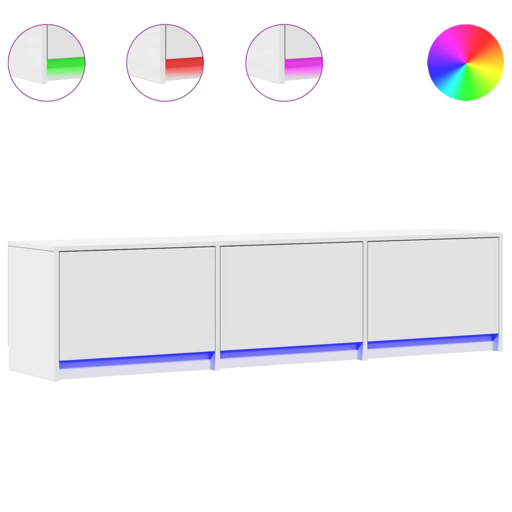 vidaXL Szafka pod telewizor z LED z szufladą Biały 165 x 34 x 40 cm
