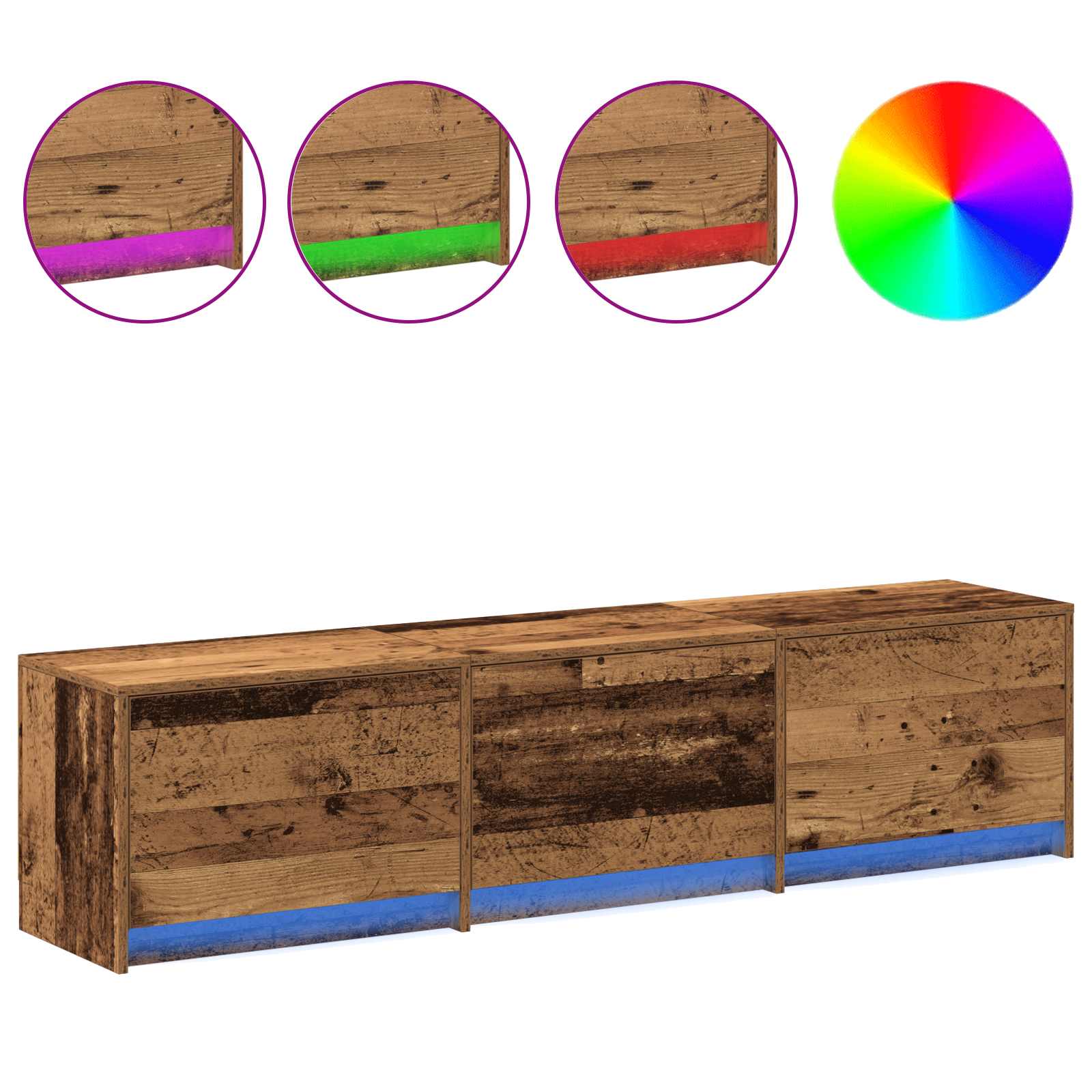 vidaXL Szafka pod telewizor z LED Stare drewno 165 x 34 x 40 cm