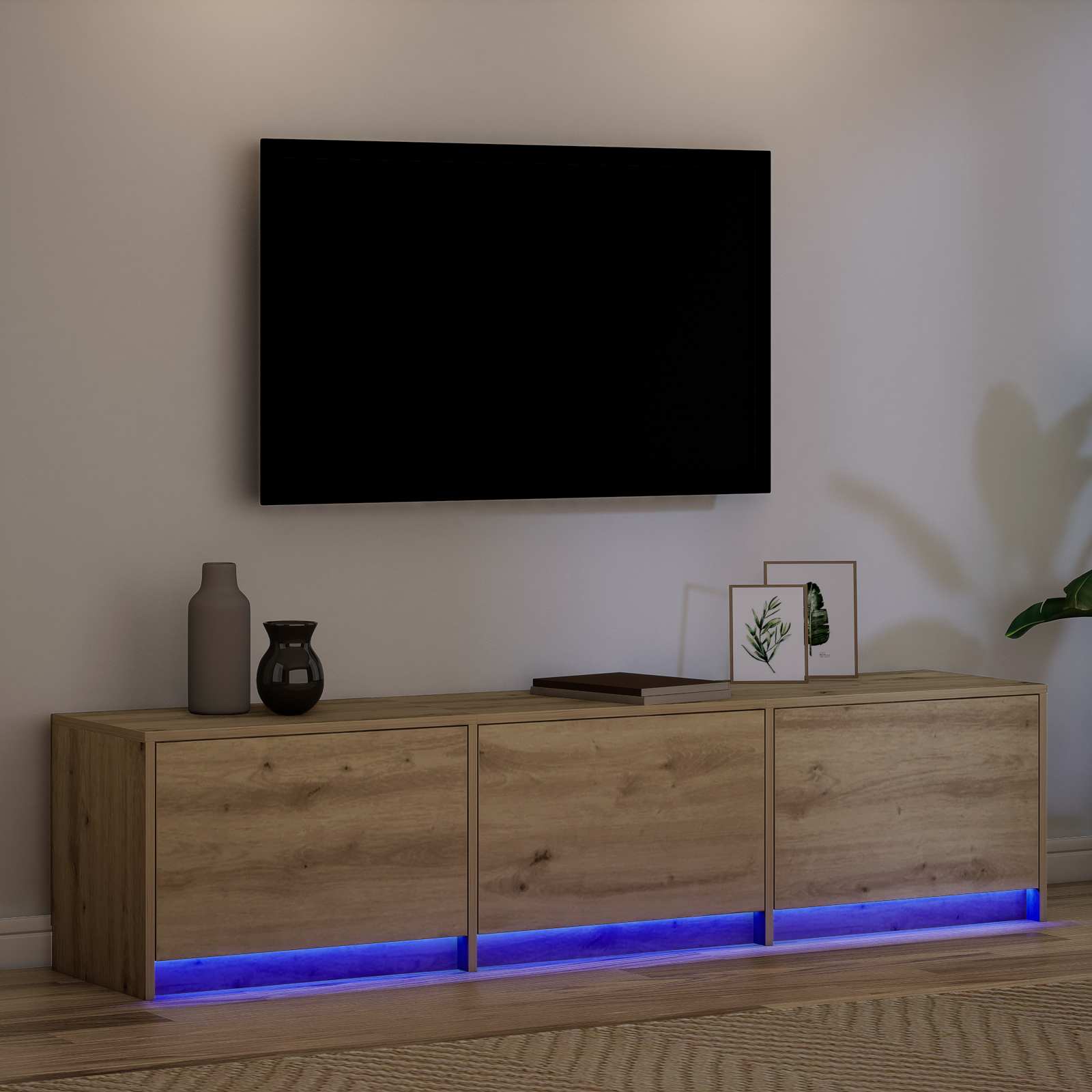 vidaXL Szafka pod telewizor z LED Dąb rzemieślniczy 165 x 34 x 40 cm