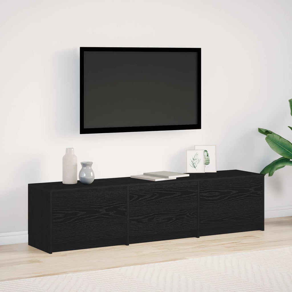vidaXL Szafka pod telewizor z LED Czarny Dąb 165 x 34 x 40 cm