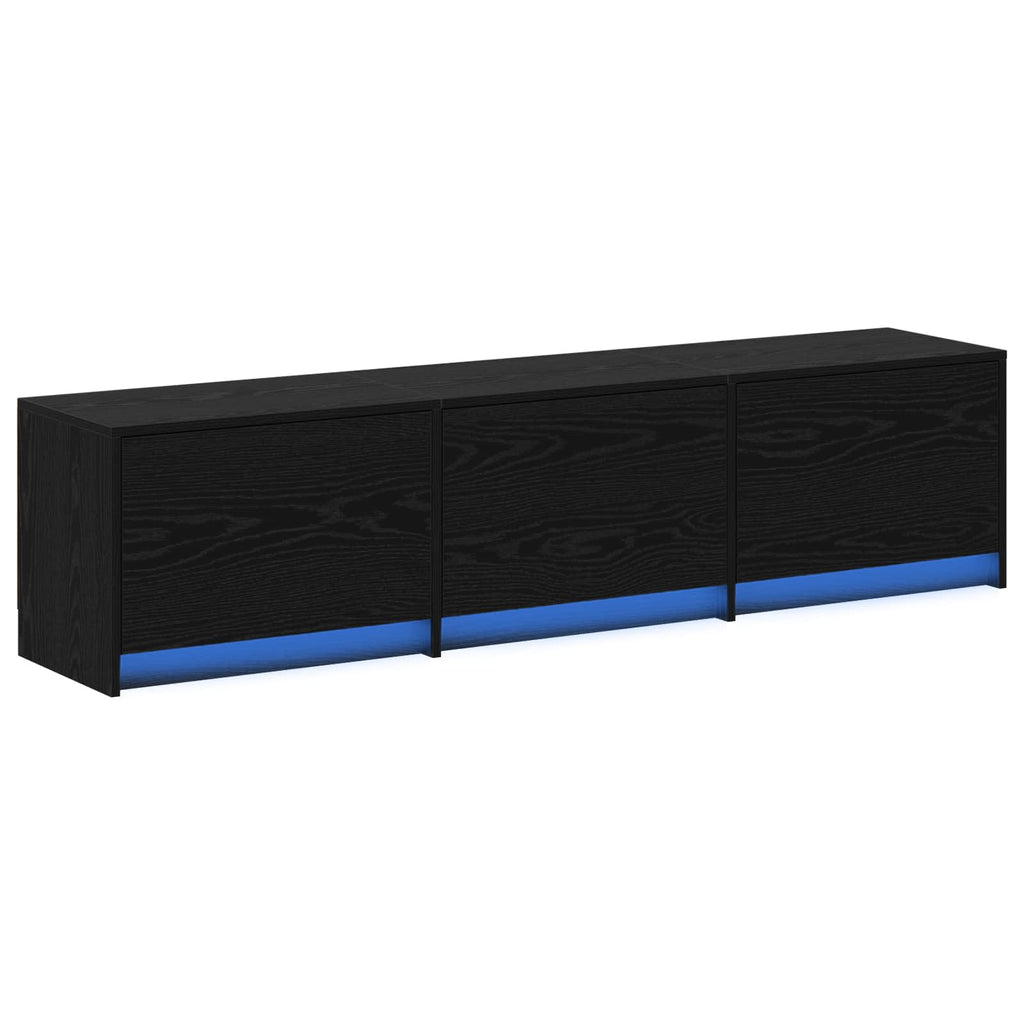 vidaXL Szafka pod telewizor z LED Czarny Dąb 165 x 34 x 40 cm