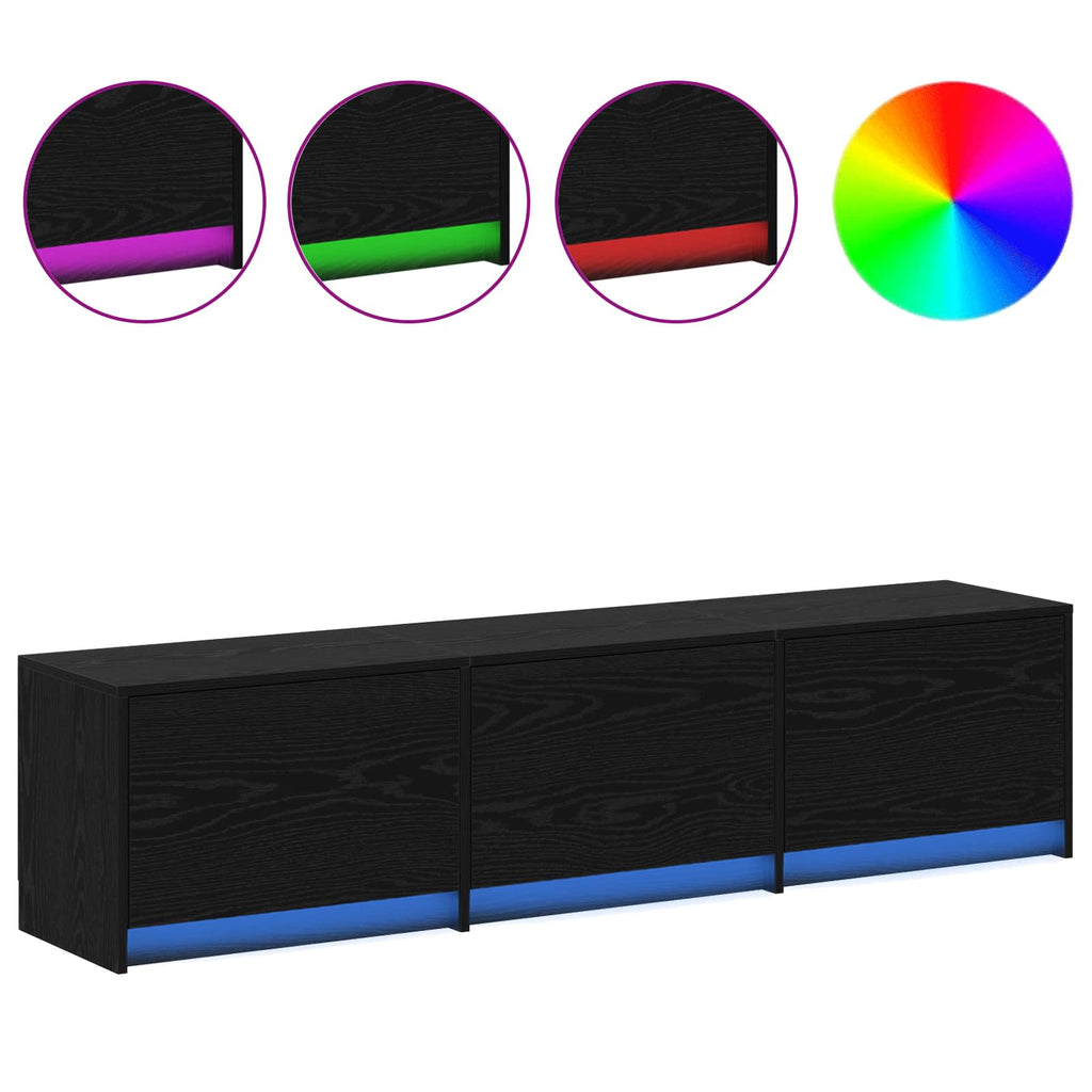 vidaXL Szafka pod telewizor z LED Czarny Dąb 165 x 34 x 40 cm
