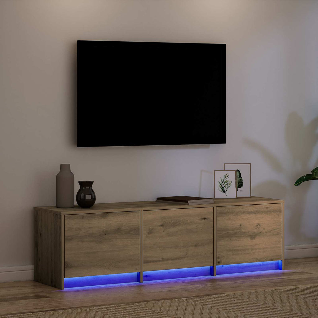 vidaXL Szafka pod telewizor z LED Dąb rzemieślniczy 140 x 34 x 40 cm