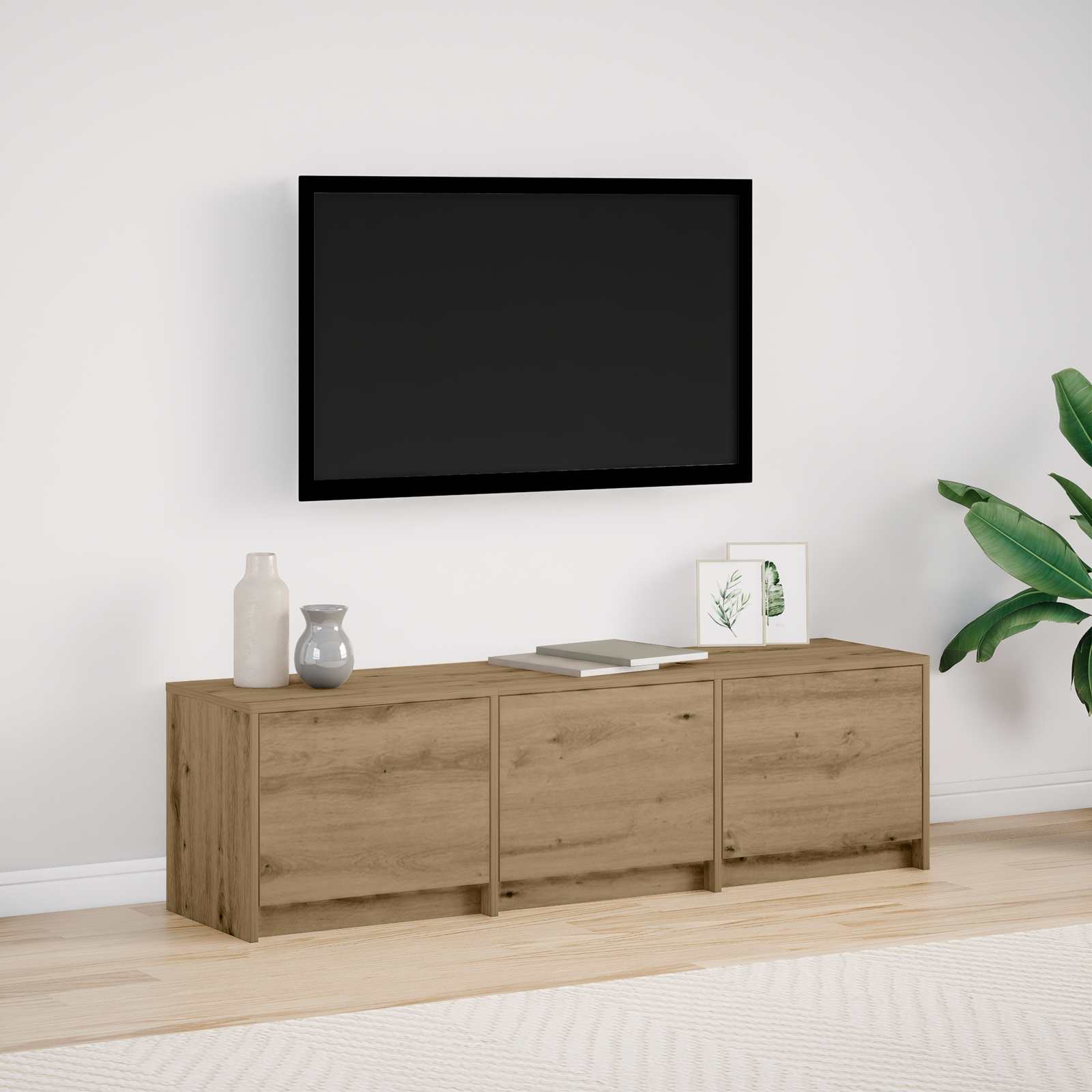 vidaXL Szafka pod telewizor z LED Dąb rzemieślniczy 140 x 34 x 40 cm