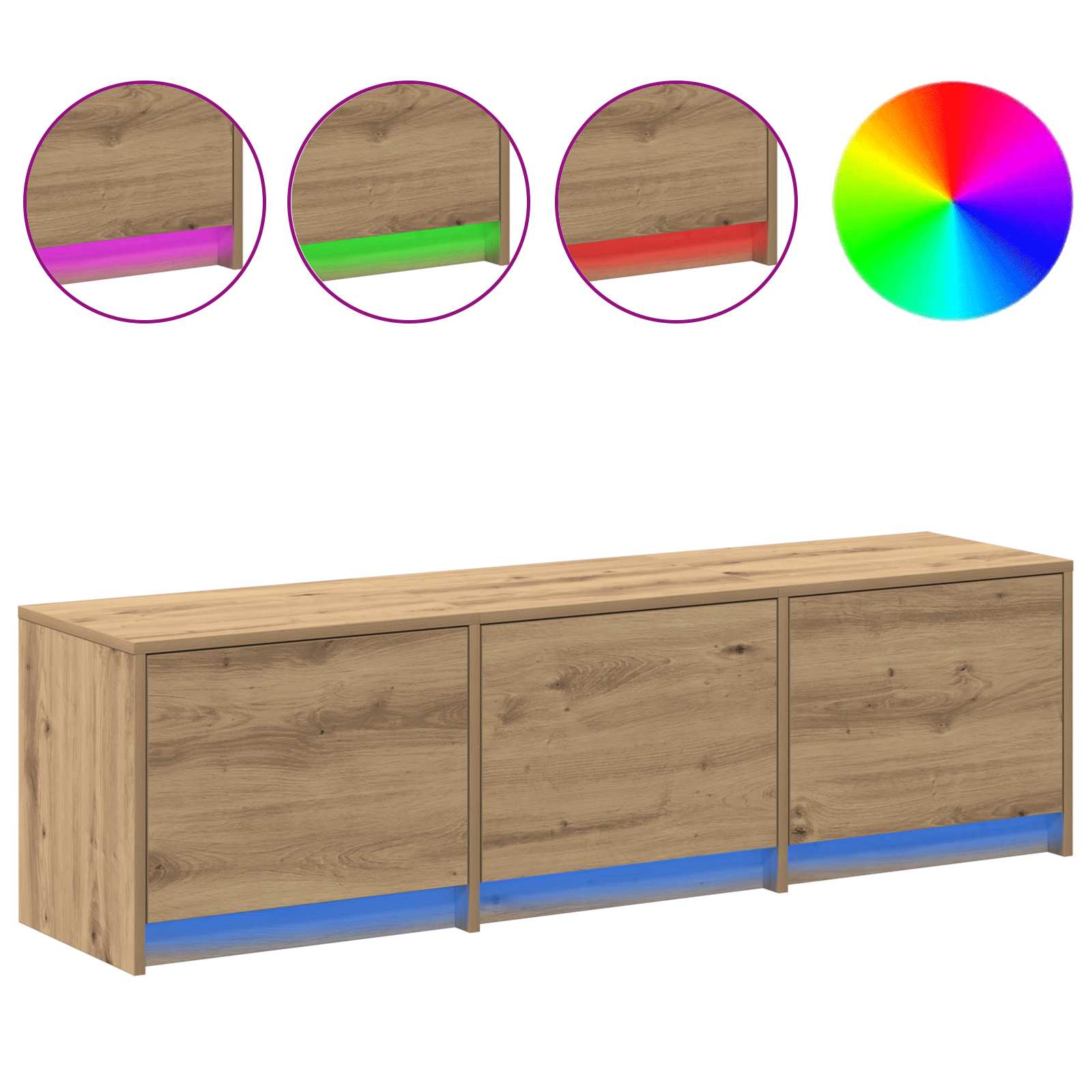 vidaXL Szafka pod telewizor z LED Dąb rzemieślniczy 140 x 34 x 40 cm