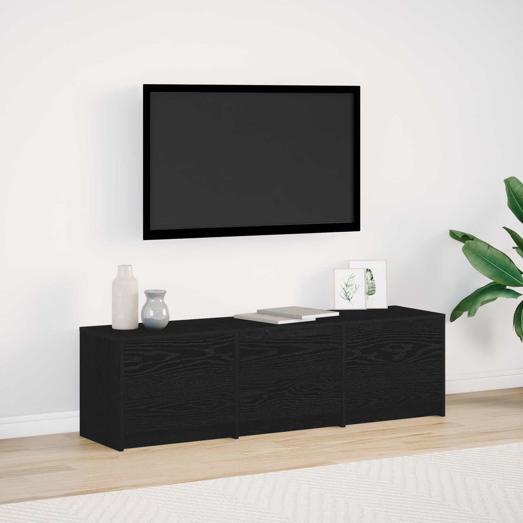 vidaXL Szafka pod telewizor z LED Czarny Dąb 140 x 34 x 40 cm