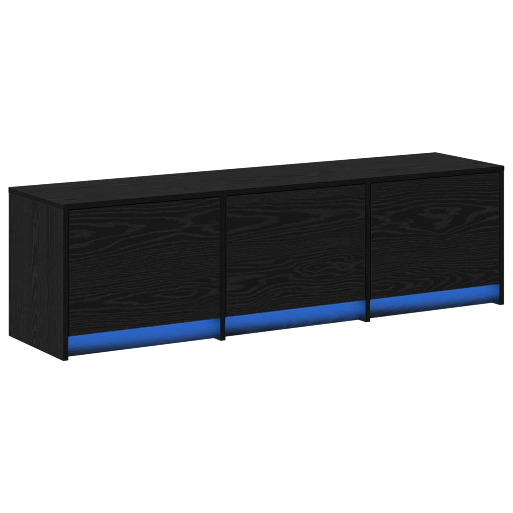 vidaXL Szafka pod telewizor z LED Czarny Dąb 140 x 34 x 40 cm