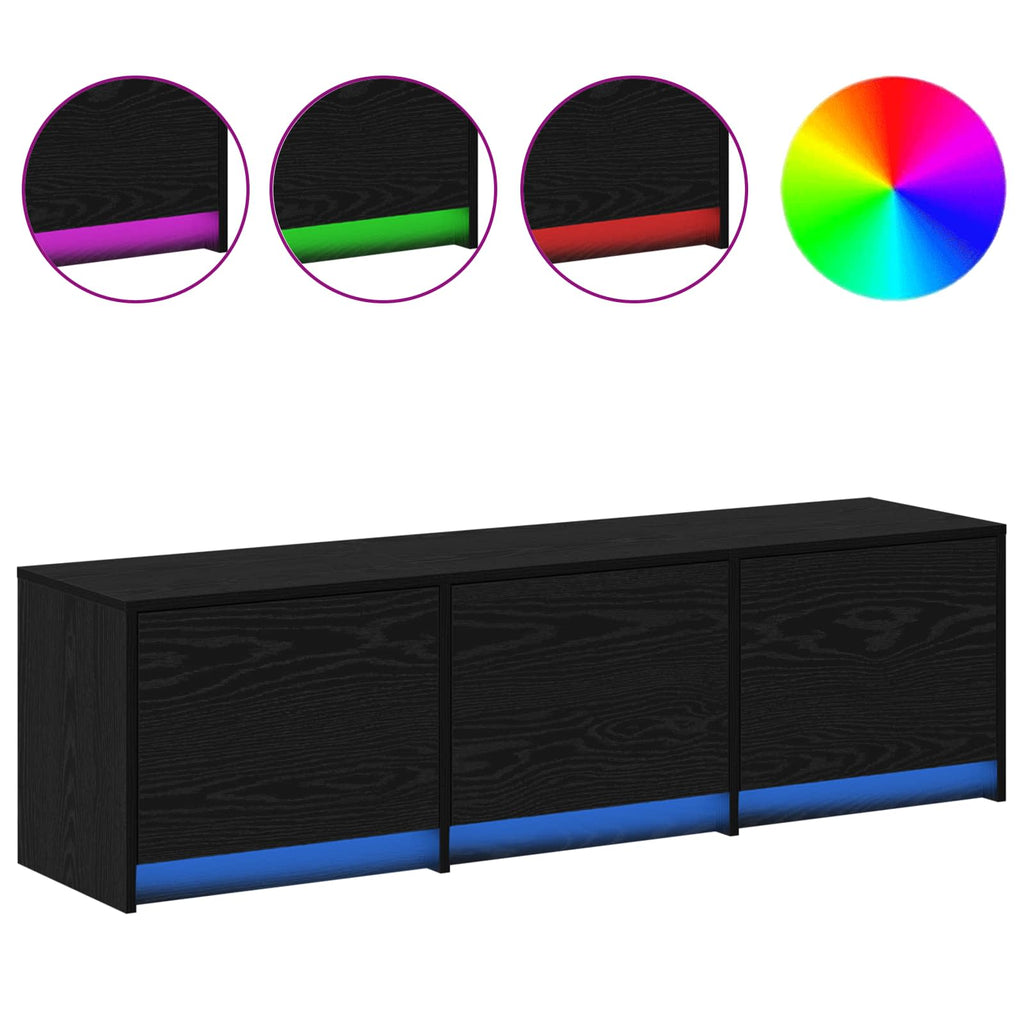 vidaXL Szafka pod telewizor z LED Czarny Dąb 140 x 34 x 40 cm