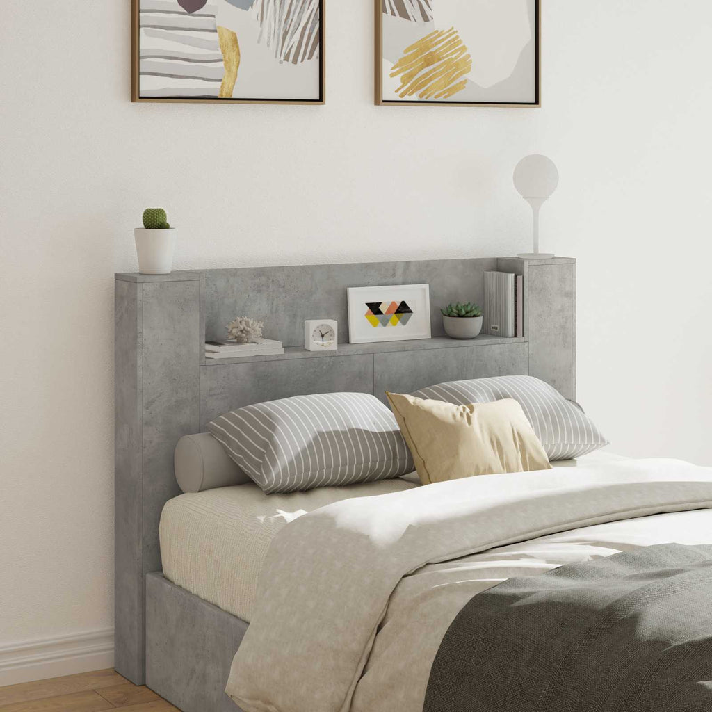 vidaXL Szafka z Wezgłowiem z LED Betonowy 140 x 16,5 x 103,5 cm