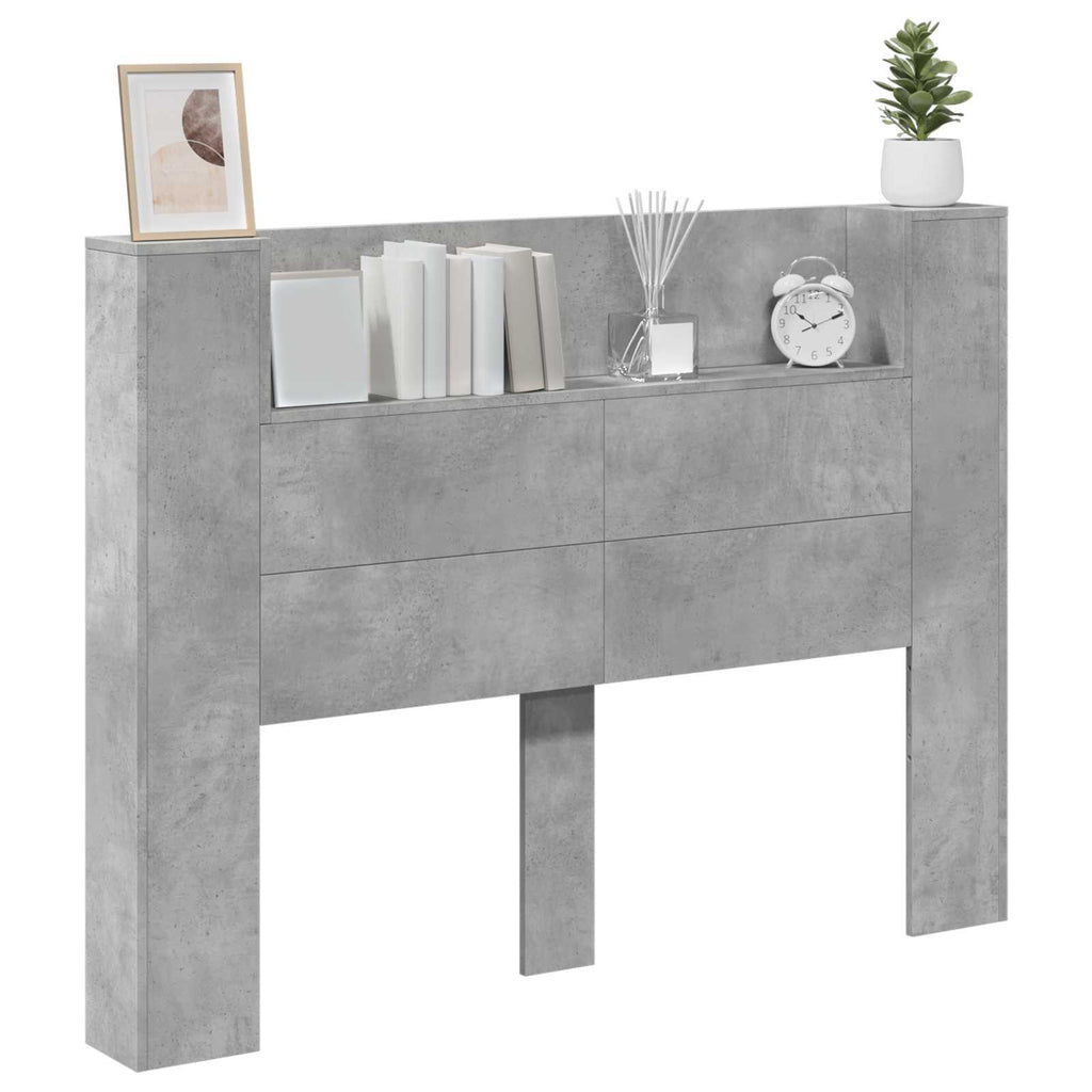 vidaXL Szafka z Wezgłowiem z LED Betonowy 140 x 16,5 x 103,5 cm