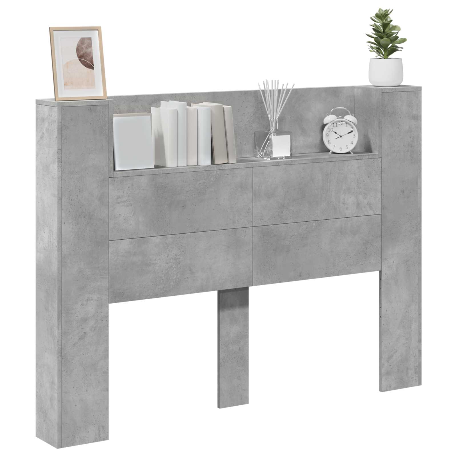 vidaXL Szafka z Wezgłowiem z LED Betonowy 140 x 16,5 x 103,5 cm