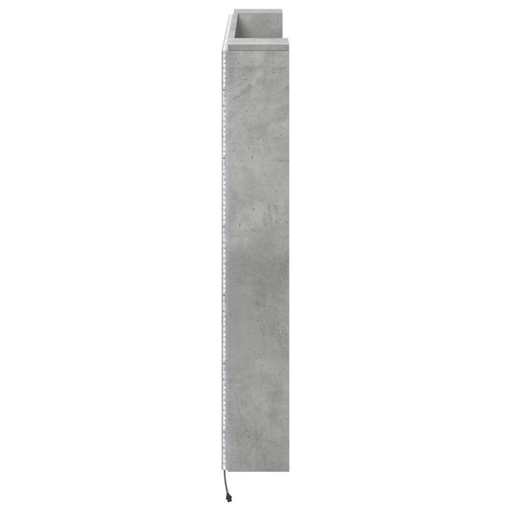 vidaXL Szafka z Wezgłowiem z LED Betonowy 140 x 16,5 x 103,5 cm