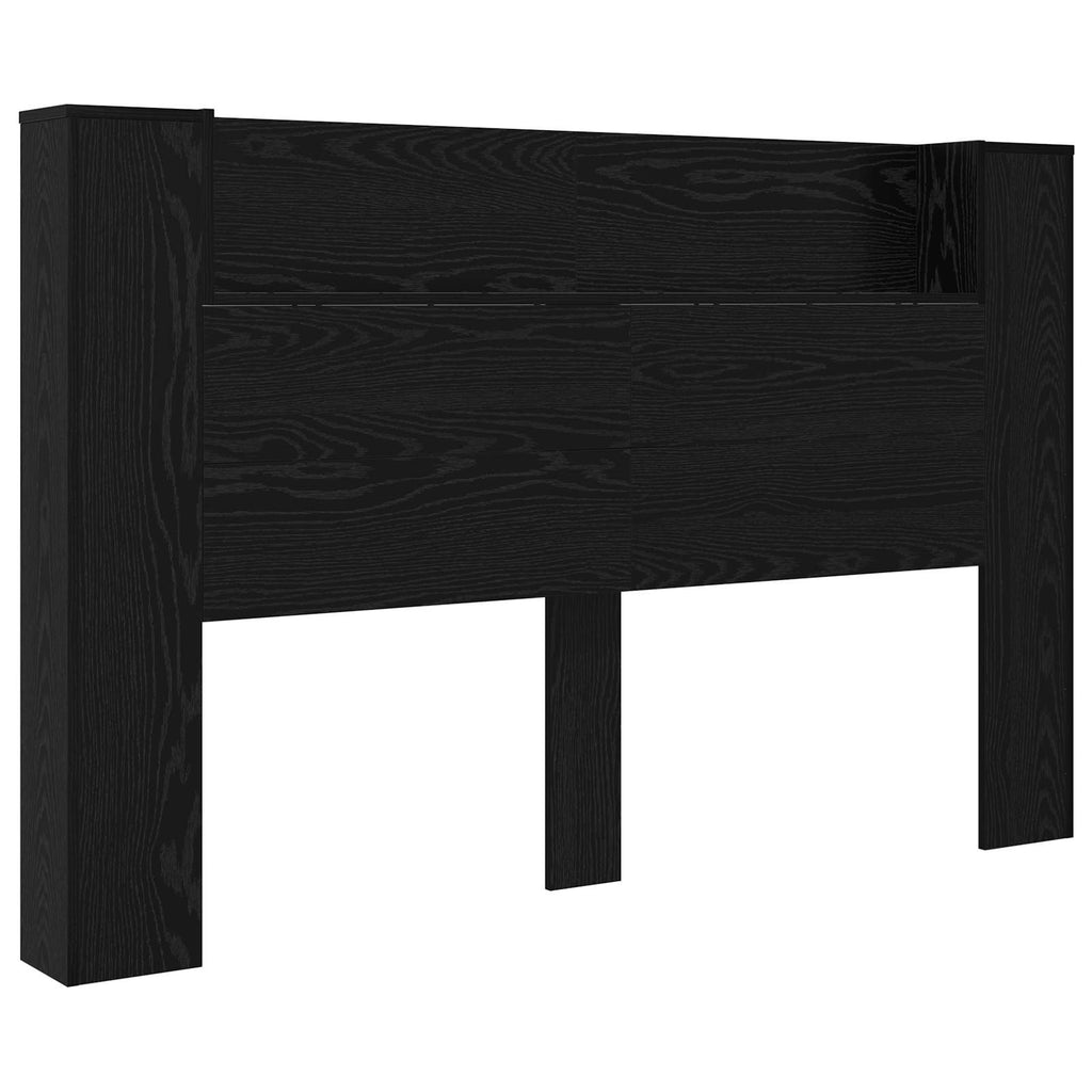 vidaXL Szafka z Wezgłowiem z LED Czarny Dąb 160 x 16,5 x 103,5 cm
