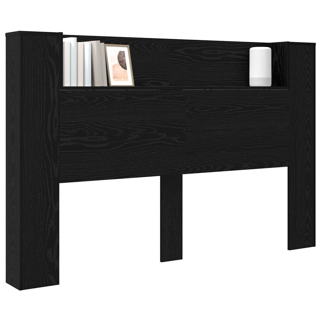 vidaXL Szafka z Wezgłowiem z LED Czarny Dąb 160 x 16,5 x 103,5 cm