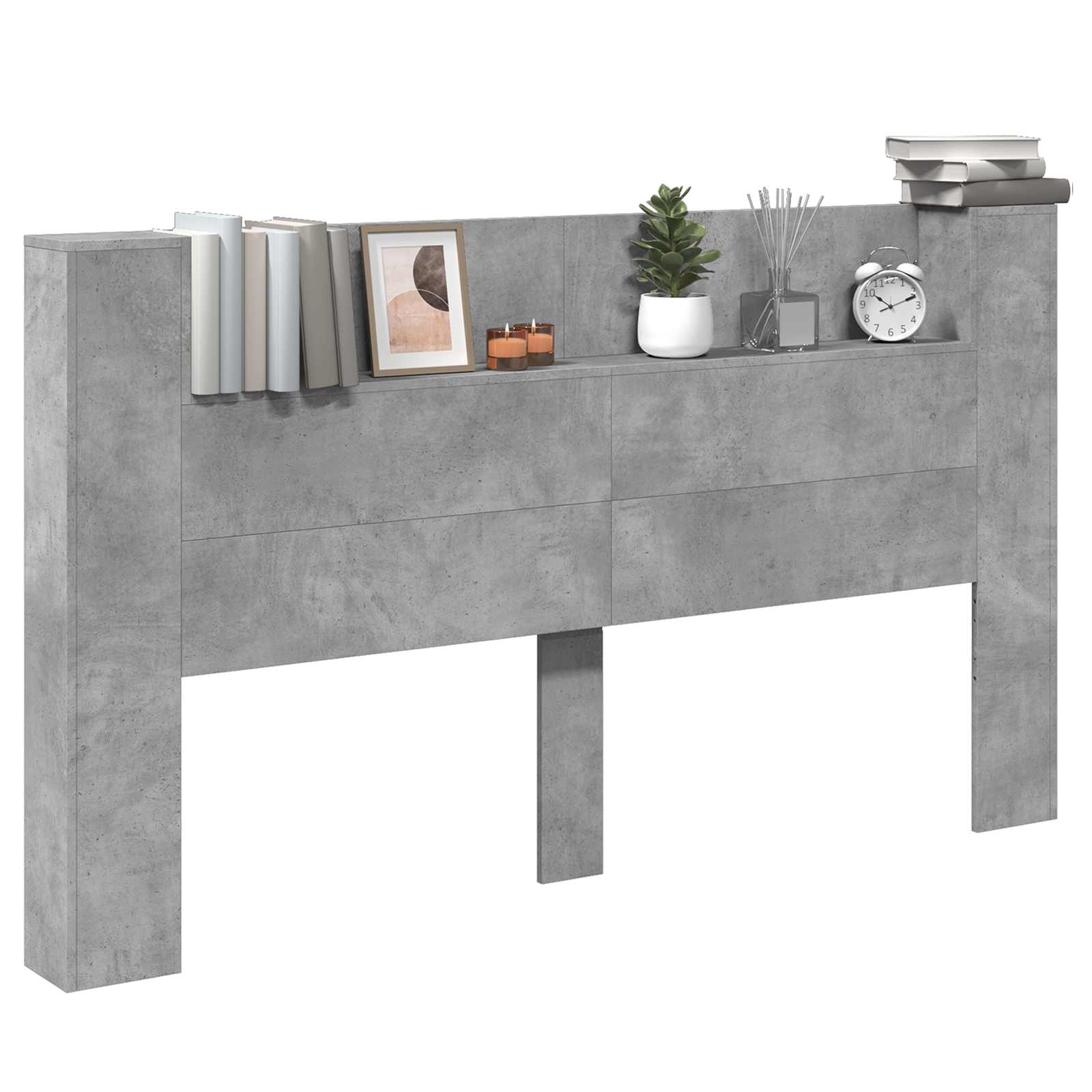 vidaXL Szafka z Wezgłowiem z LED Betonowy 180 x 16,5 x 103,5 cm