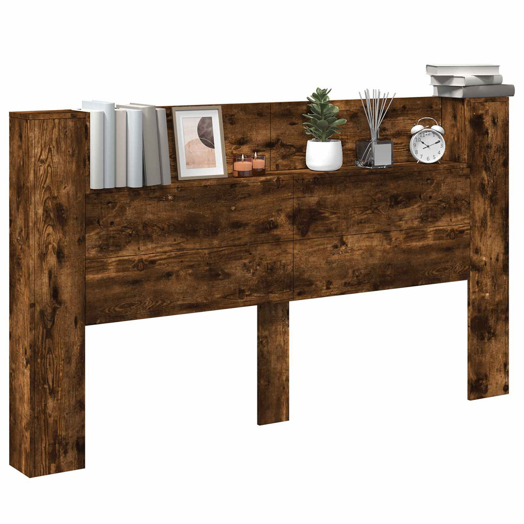 vidaXL Szafka z Wezgłowiem z LED Dąb Wędzony 180 x 16,5 x 103,5 cm