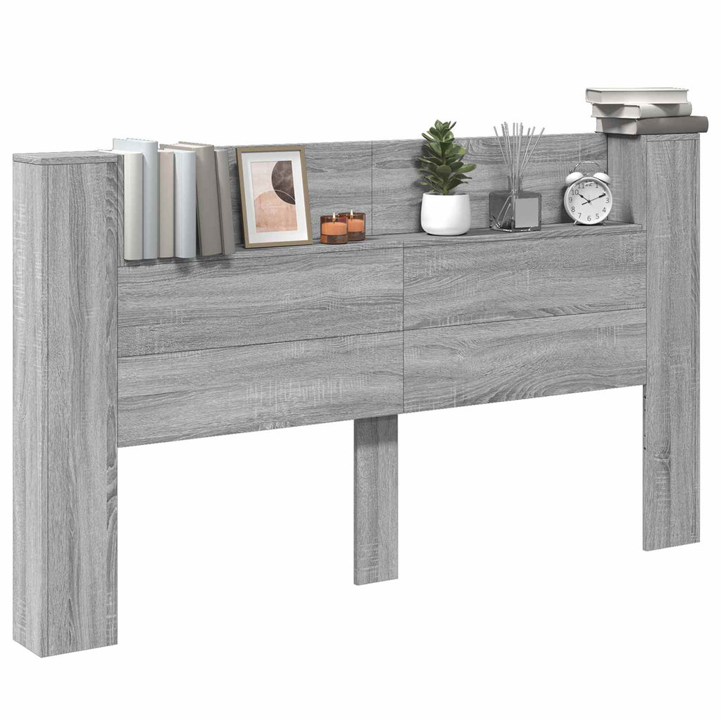vidaXL Szafka z Wezgłowiem z LED Szary Sonoma 180 x 16,5 x 103,5 cm