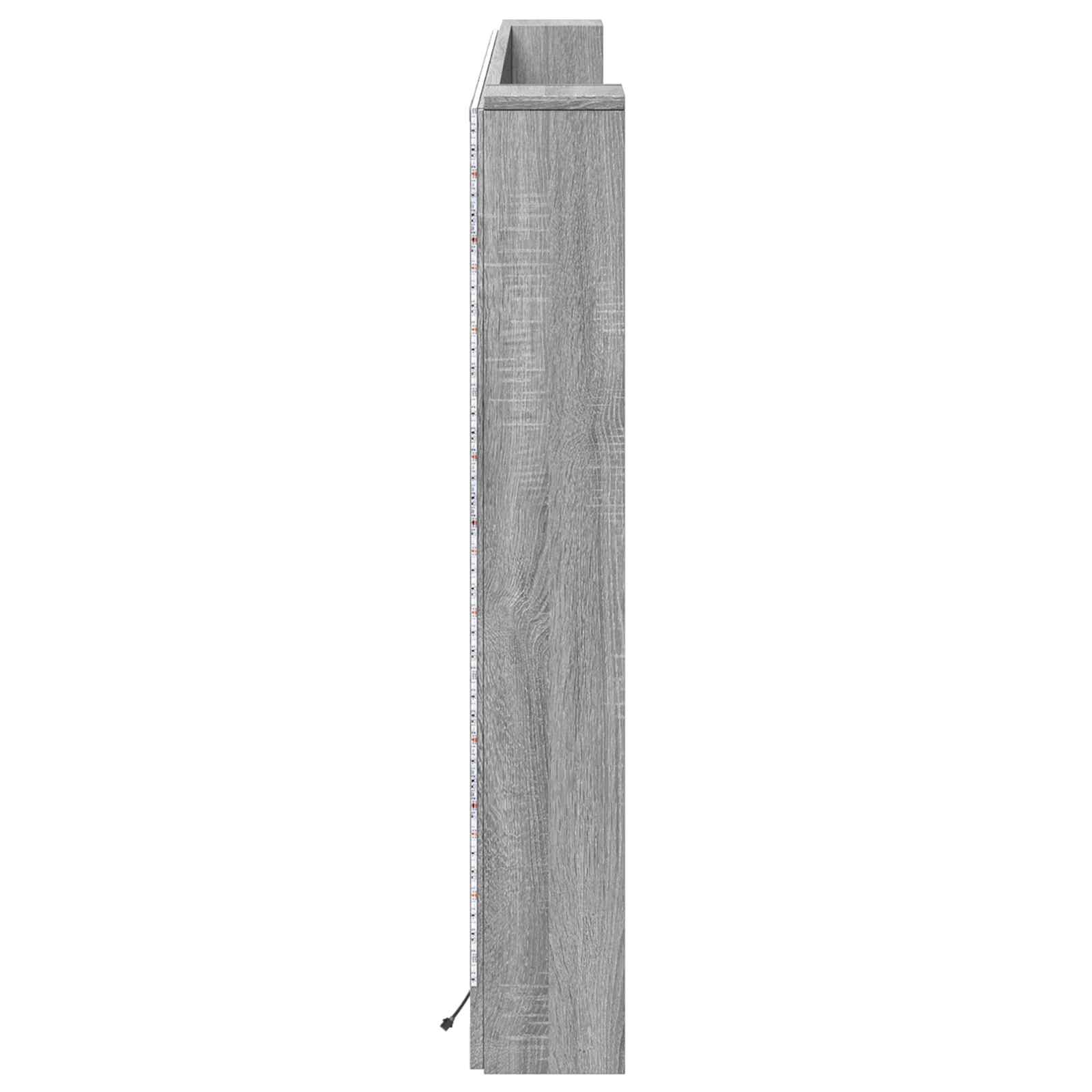 vidaXL Szafka z Wezgłowiem z LED Szary Sonoma 180 x 16,5 x 103,5 cm