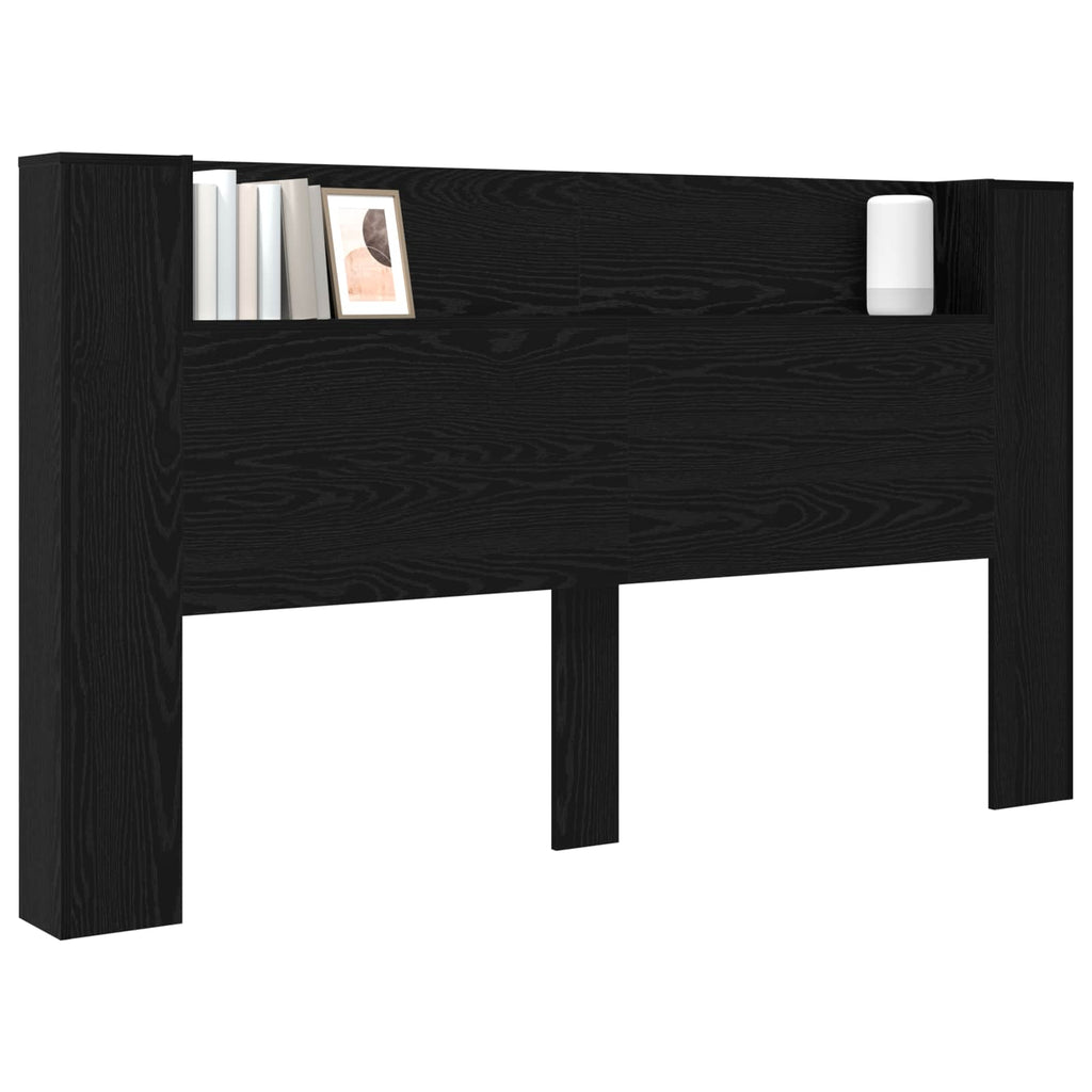 vidaXL Szafka z Wezgłowiem z LED Czarny Dąb 180 x 16,5 x 103,5 cm