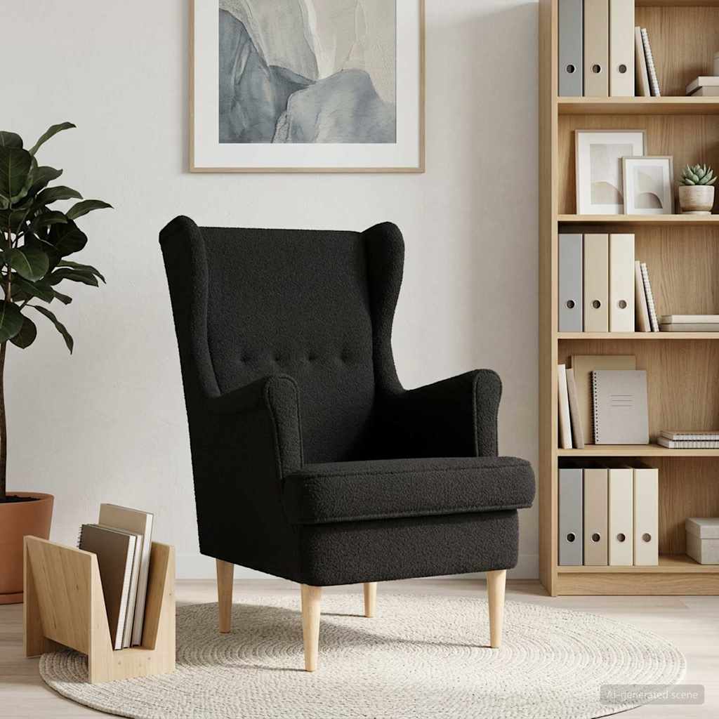 vidaXL Fotel Czarny Bouclé