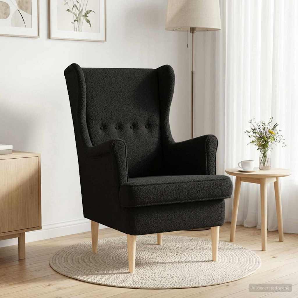 vidaXL Fotel Czarny Bouclé