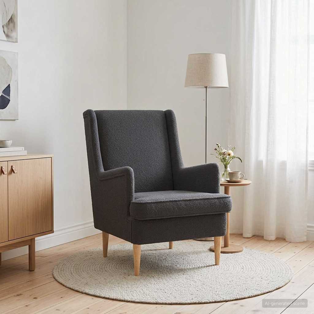 vidaXL Fotel ciemnoszary Bouclé