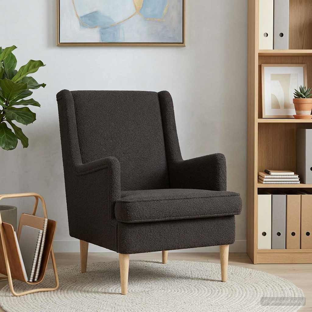 vidaXL Fotel Czarny Bouclé