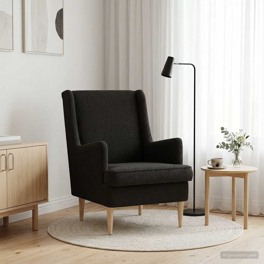 vidaXL Fotel Czarny Bouclé