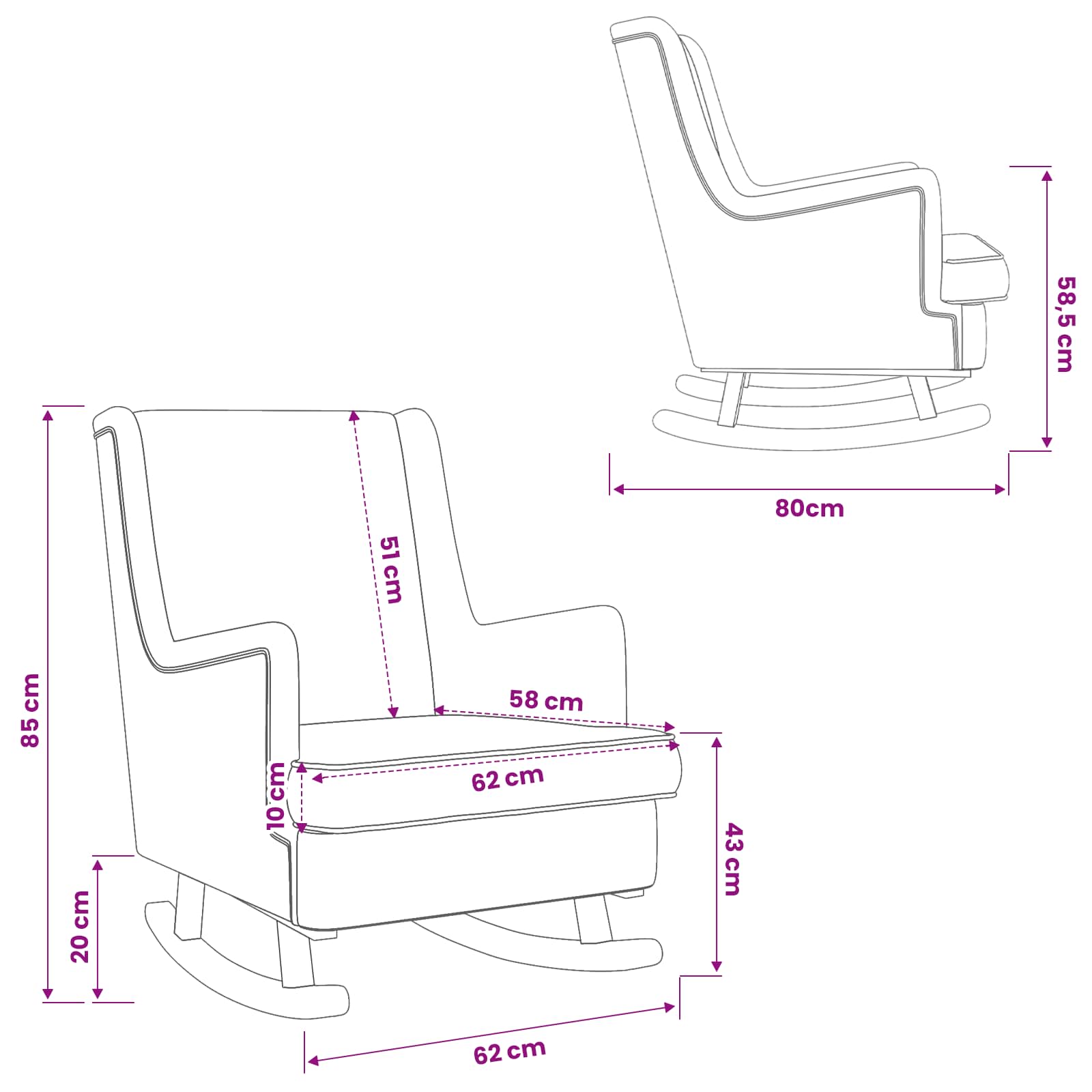 vidaXL Fotel bujany Ciemnoszary 62 x 80 x 85 cm tkanina
