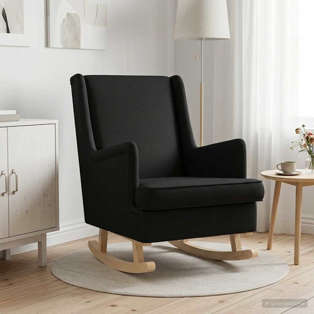 vidaXL Fotel bujany Czarny 62 x 80 x 85 cm tkanina