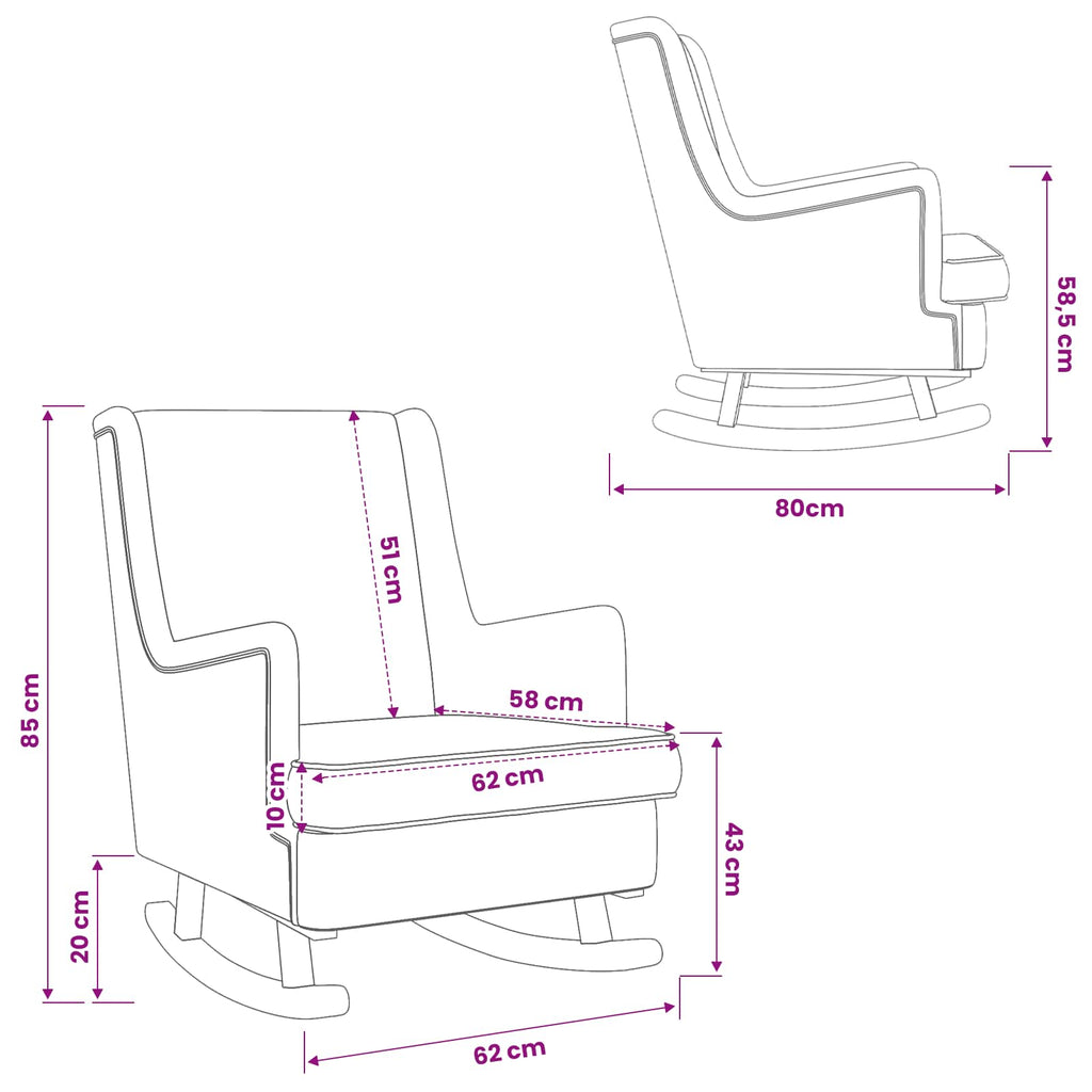 vidaXL Fotel bujany Czarny 62 x 80 x 85 cm tkanina