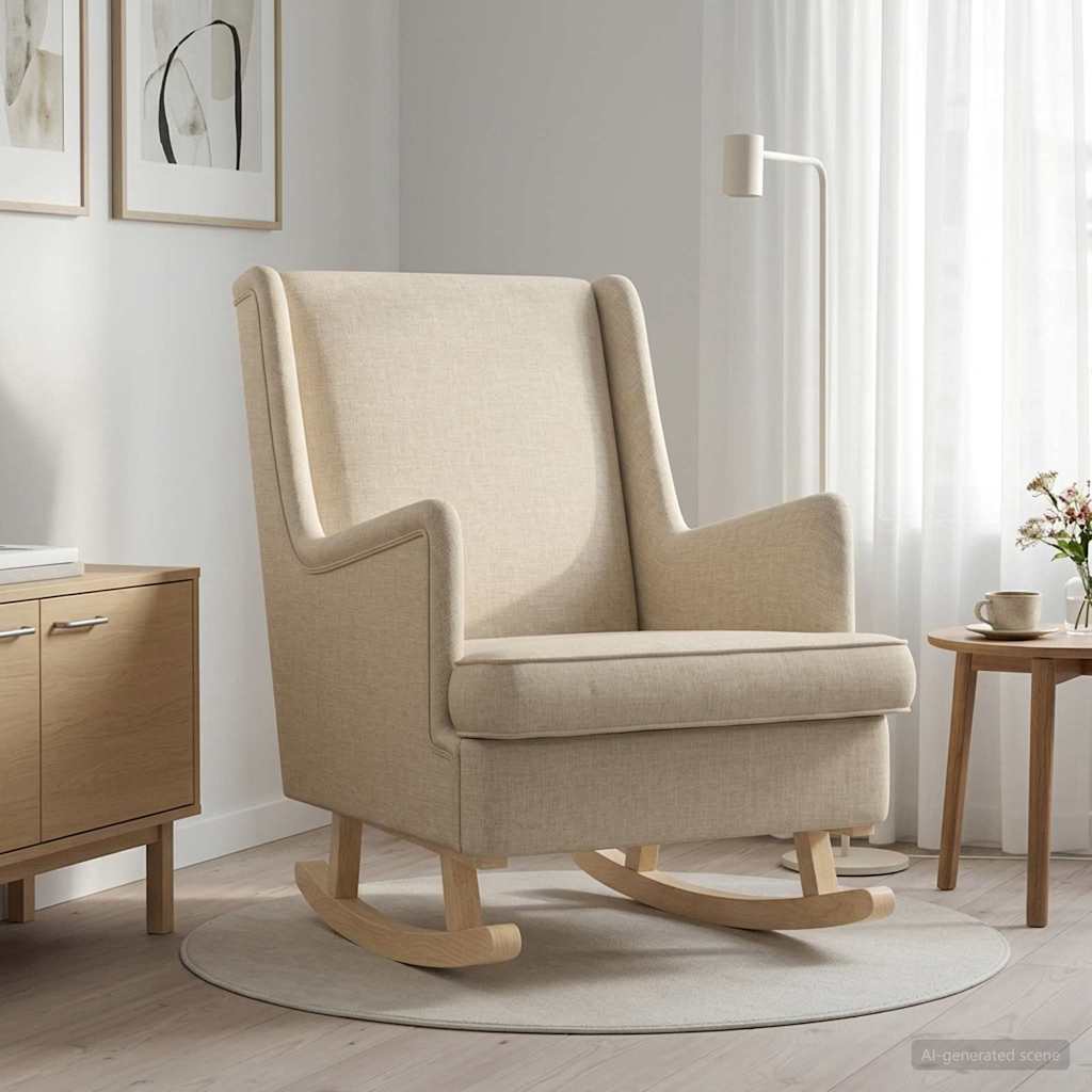 vidaXL Fotel bujany Kremowy 62 x 80 x 85 cm tkanina