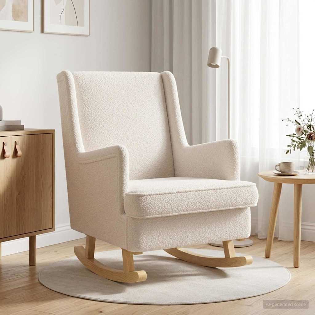 vidaXL Fotel bujany kremowy 62 x 80 x 85 cm Bouclé