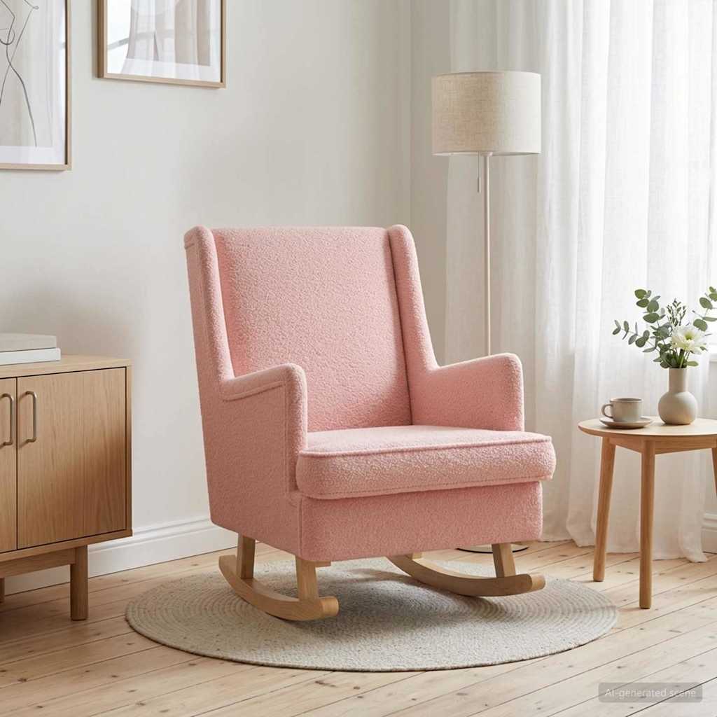 vidaXL Fotel bujany różowy 62 x 80 x 85 cm Bouclé