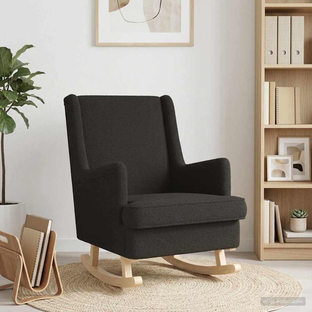 vidaXL Fotel bujany Czarny 62 x 80 x 85 cm Bouclé