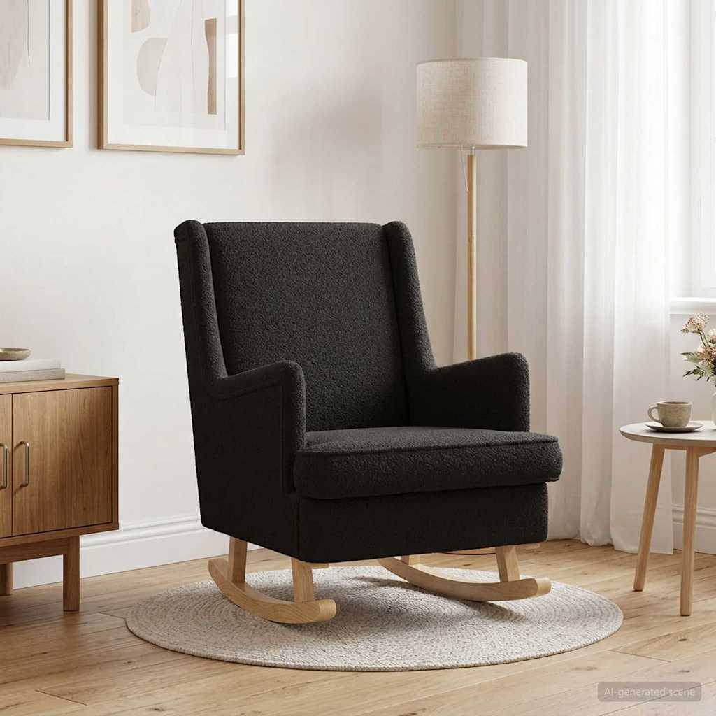 vidaXL Fotel bujany Czarny 62 x 80 x 85 cm Bouclé