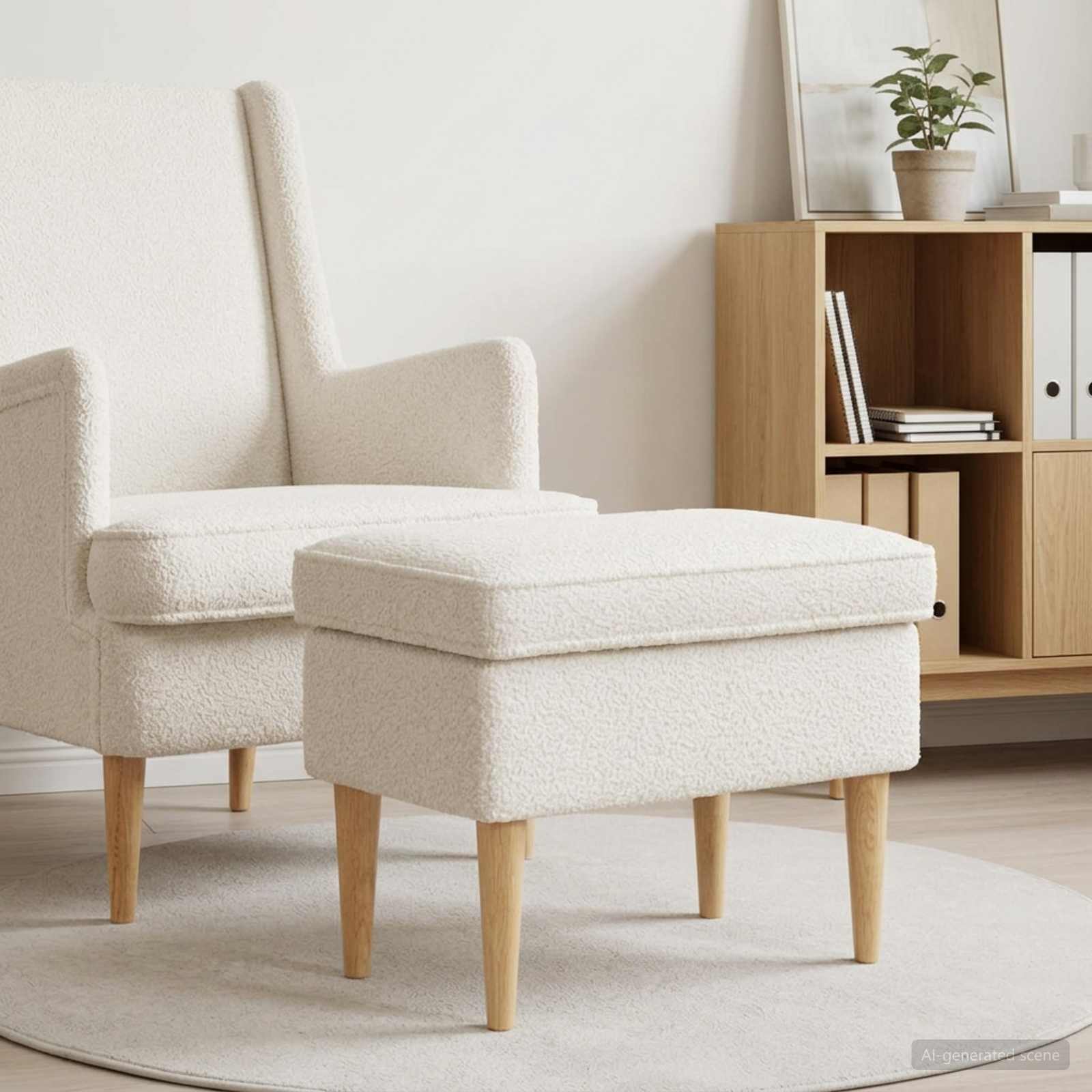 vidaXL Stołek na Stopy kremowy 55 x 35 x 41 cm Bouclé