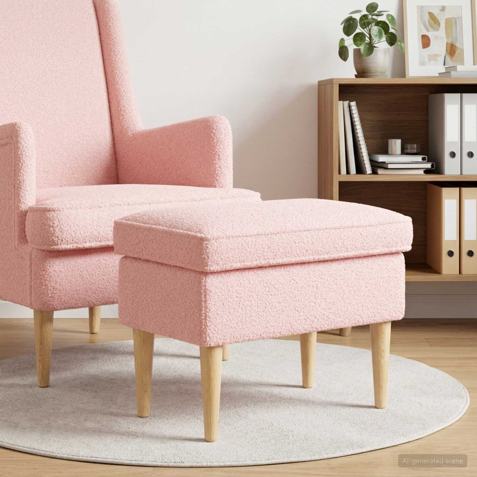 vidaXL Stołek na Stopy różowy 55 x 35 x 41 cm Bouclé
